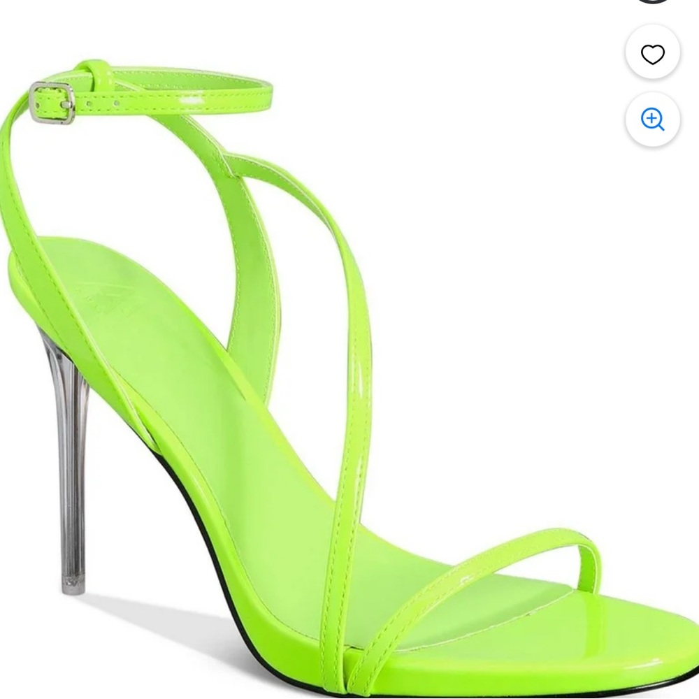 Aaj by Aminah Women's Zayn Lucite metal Heel strappy high heel sandals NWT